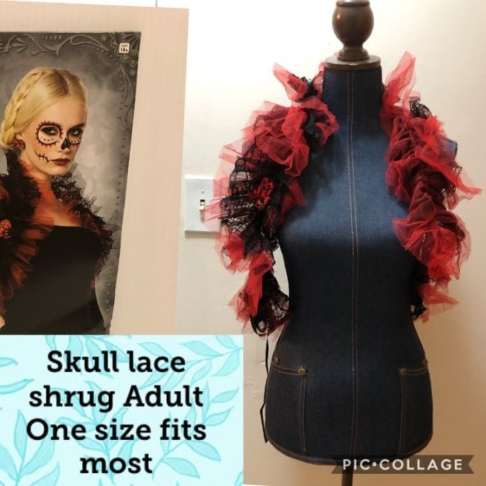 NEW ADULT WOMEN'S  SKULL LACE SHRUG  SIZE ONE SIZE